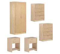 Aura Conjunto de muebles (5 pzs., Madera maciza y rafia, Natural)