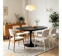 AuraFurn Mesa de comedor extensible de tulipanes, 90-130 cm, mesa redonda/ovalada, mesa de cocina de MDF para 2-6 personas, 75 cm de altura, mesa de comedor moderna para salón, cocina, estructura de