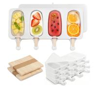 AuraFusion palitos para cake pop moldes de hielo moldes para helado 25CM para familias niños panaderos para cocina fiesta de verano picnic postre set de moldes DIY con palitos de madera