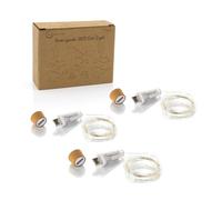 Auraglow Guirnalda Tapón de Botella USB 15 LED Recargable, Pack de 3 | Hilo de 1,5 m que ilumina el interior de cualquier envase de cristal, carga en 20 minutos, para bodas y fiestas