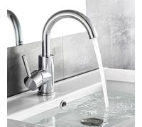 Auralum Grifo Lavabo 360°Giratorio, Mezclador Monomando de Baño Alto, Agua Fria y Caliente Disponible, Aireador Extraíble, Clásico Cromado, 60CM Manguera