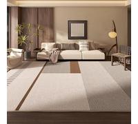 AuraRug Alfombra grande de 2 x 2 m, 200 x 200 cm, lavable, antideslizante, suave, para sala de estar, dormitorio, decoración del hogar, decoración del suelo, salón, moderno, geométrico, beige