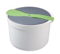 Auratrove Olla arrocera portátil para microondas, olla vaporera portátil con colador para verduras, pasta, sopa, recipiente de alimentos de polipropileno sin BPA, 18 x 18 x 13 cm
