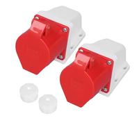 Aurikall Conector de Enchufe trifásico montado en Superficie, 2 Juegos de Enchufe Industrial de 5 Pines 32 A 220-380 V 240-415 V Toma de Corriente Impermeable con clasificación IP44