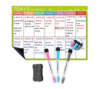 Ausla Calendario Magnético de Borrado en Seco, Calendario de Pizarra Magnética de Película PET, Planificador de Nevera de 16,5 X 11,8 Pulgadas con 3 Marcadores y Borrador para Cocina de Oficina en