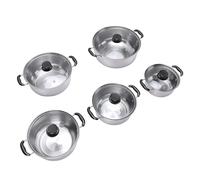 Ausla Juego de Utensilios de Cocina, Juego de Ollas de Acero Inoxidable con Tapas de Vidrio, Calentamiento Uniforme en la Parte Inferior de 5 Piezas, Apto para Lavavajillas Compatible con Inducción