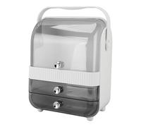 Ausla Organizador de Maquillaje PET Estuche de Almacenamiento de Cosméticos con 2 Cajones y Tapa 11,14 X 7,09 Pulgadas Soporte para el Cuidado de la Piel a Prueba de Polvo para Baño, Mostrador,