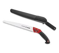 AUSONIA Sierra de Poda manual Profesional Serrucho para podar con Funda | Cuchillo tascabile, Hoja de 31 cm con Dentado Decreciente Cromada y Templada a Impulsos