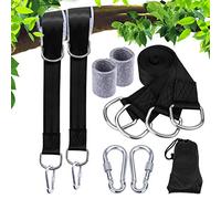 AUTFIT Hamaca Correas Kit, Columpio Colgante Árbol Capacidad para 1000kg, 150cm Arnés de Suspensión Kit con 2 Mosquetones de Alta Resistencia, Anillos en D y 2 Almohadillas de Protección para Árboles