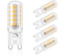 Auting G9 LED blanco cálido regulable, 2700 K AC220-240 V 4 W de repuesto lámpara halógena G9 de 40 W, bombilla de 4 W g9 bombilla LED 400 lm blanco cálido para iluminación decorativa interior y exter