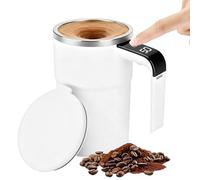 Auto-frotante: 5,4 pulgadas, 380 ml | Acero inoxidable 304 ABS - Taza eléctrica recargable con mezclador integrado y pantalla de temperatura para viajes de oficina en casa