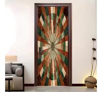 Autoadhesivo Decorativas Pegatinas de Puerta 83x204 cm Retro GeoméTrico Placa De Objetivo Cocina PVC Adhesivo Fotográfico Pegatina,Impermeables Etiqueta De La Puerta MarróN Puertas Mural Vinilo DIY