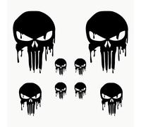Autodomy Pegatinas Calaveras Punisher Pack de 8 Unidades | Pegatinas Coche Exterior | Vinilo Calavera Derretido | Adhesivos para Moto y Casco (Negro)