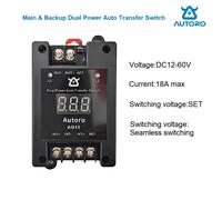 Autoro AB18 Interruptor de Transferencia Automática ATS DC 12V-60V 18A Interruptor de Doble Alimentación con Pantalla Digital - Fuente de Alimentación Ininterrumpida UPS