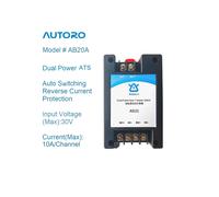 Autoro AB20A Interruptor de Transferencia Automática de Doble Potencia Entrada ATS DC5-30V, Salida Máxima 10A por Canal para Sistemas de Energía de Respaldo