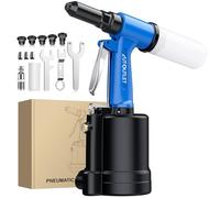 AUTOUTLET Remachadora Neumática Hidráulica Azul 4 Boquillas para Remaches 2,4mm 3,2mm 4 mm,4,8mm Capacidad 1408KGF Tirando de Presión Aplicaciones Auxiliares o Domésticas, Fabricación de Automóviles