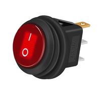 AUTOZOCO Interruptor Redondo Basculante 3 Vias ON/OFF, interruptor basculante, SPST, interruptor redondo basculante, 20A 12VDC, Impermeable, 3 pines, Led Rojo