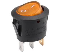 AUTOZOCO Interruptor Redondo Basculante De 3 Vías ON/OFF 6A - Controlador Eléctrico Para Vehículo - Para Botoneras - Con Testigo Luminoso - Luz Naranja