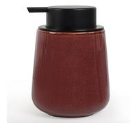 Autumnlife Dispensador de jabón rojo de cerámica, 350 ml, rellenable, dispensador de jabón con cabezal de bomba grande, dispensador de jabón de porcelana para baño, cocina, color rojo