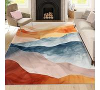 AUWUUA Alfombra Abstracta Estilo Onda de 250x250cm, Lavable Alfombras Antideslizante para Sala de Estar, Dormitorio, Alfombra de Pelo Corto para Comedor, Oficina y decoración del hogar, Fina