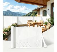 AUWUUA Pantalla Privacidad Balcon 100x650cm Impermeable Tela PES 220g/㎡ Protección UV a Prueba de Viento, Red de Protección con Ojales para Exterior, Terraza Piscina y Barandillas, Blanco