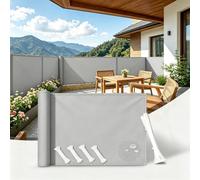 AUWUUA Pantalla Privacidad Balcon 120x100cm Impermeable Tela PES 220g/㎡ Protección UV a Prueba de Viento, Red de Protección con Ojales para Exterior, Terraza Piscina y Barandillas, Gris Claro