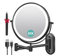 Auxmir 8″ Espejo Maquillaje con Luz Pared 1X/30X Aumento Recargable 3200mAh