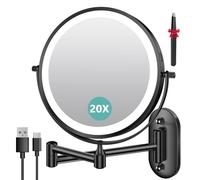 Auxmir 8″ Espejo Maquillaje con Luz Pared Recargable 3200mAh 1X/20X Aumento
