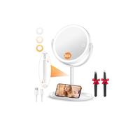 Auxmir Espejo Maquillaje con Luz 1X/30X Aumento Recargable 2000mAh de Mesa