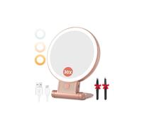 Auxmir Espejo Maquillaje con Luz 1X/30X Aumento Recargable y Colgable Pared