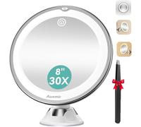 Auxmir Espejo Maquillaje con Luz LED, Aumento 20X con Ventosa