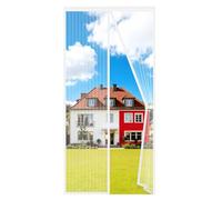Auxmir Mosquitera Puerta Magnética, 100x220CM Ensanchada y Engrosada Cortina Mosquitera Exterior Antimosquitos Imantada Cierre Automático Malla Imanes de Poliéster Imanes, Blanco
