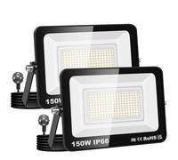 AUXTINGS 2 Pcs 200W Focos LED Exterior con Enchufe, IP66 Impermeable Foco Proyector LED blanco cálido 4000k Frío Floodlight 20000lm Iluminación de Seguridad para Casa Garaje Patio Terraza Campo