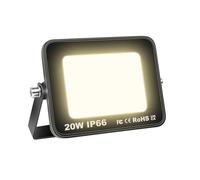 AUXTINGS 20W LED Foco Exterior Proyector 2000LM Impermeable IP66 Blanco Cálido 3000K Floodlight Focos LED Exterior Iluminación para Patio,Camino,Jardín,Almacén,Terraza,Garaje