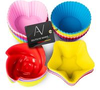 AVANA Moldes reutilizables para magdalenas de silicona de respetuosos con el medio ambiente 8 colores 36 unidades