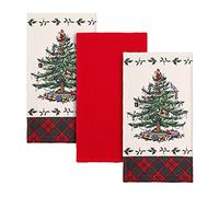 Avanti Linens Spode - Juego de Toallas de Cocina de 3 Piezas, algodón Suave y Absorbente, decoración de baño de Vacaciones, colección de tartán, árbol de Navidad, Color Rojo