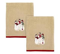 Avanti Linens - Toallas de baño, Suaves y absorbentes, Bordadas, decoración Festiva del hogar, Juego de 2 (colección Snowmen Gathering, Bronceado)