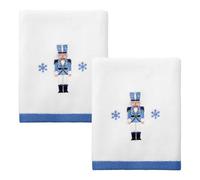 Avanti Linens - Toallas de Mano, Terciopelo de algodón Suave y Absorbente, Bordadas, decoración Festiva del hogar, Juego de 2 (colección Nutcracker Trellis, Blanco)