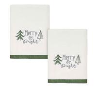 Avanti Linens - Toallas de Mano, Terciopelo de algodón Suave y Absorbente, Bordado caprichoso, decoración Festiva del hogar, Juego de 2 (colección de árboles de Navidad, Blanco)