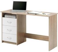Avanti Trendstore - Adria - Escritorio con 3 cajones Blancos y 1 Compartimento Abierto, en Laminado Roble Sonoma/Blanco. Dimensiones LHP 120x77x50 cm