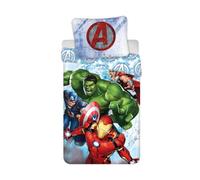 Jerry Fabrics Funda nórdica Avengers Hulk Iron Man Cama 90 140x200 Azul + funda almohada