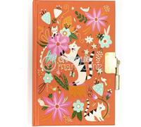 My Mandarine CO206C - Un diario íntimo 240 páginas a rayas, 11 x 14 cm, con cierre de candado, gatos y flores