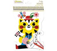 Avenue Mandarine - Graffy Spiralbuch Nimo - 24 preimpresos - 160g de papel de dibujo con certificado PEFC - para colorear con lápices de colores, rotuladores, color - tema gato - GY110C