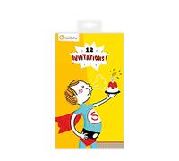 Avenue Mandarine - Ref CO142O - Sobres de invitación desmontables - Diseños de superhéroes - Folleto de 12 invitaciones, ilustraciones originales, papel de dibujo de 160 g/m²,mayores de 5 años