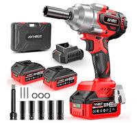 Avhrit 1300N.m Llave de Impacto Inalámbrica Brushless con 2x 4000mAh Baterías, 1/2 Pistola De Impacto Electrica para Coches Camiones, con 5 Enchufes, Barra de extensión de 5"