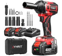 Avhrit Llave de Impacto a Batería, 700Nm Pistola de Impacto sin Escobillas con 2x 4000 mAh Baterías, 1/2" Llave de Impacto Inalámbrica para Coche y el Hogar, Compatible con Makita Batería 18V