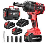 Avhrit Llave de Impacto Inalámbrica 1300N.m con 2x 4000mAh Baterías, 1/2 Pistola de Impacto Batería, Eléctrica Llave de Impacto para Coches Camiones, con 4 Enchufes, Compatible con Makita Batería 18V