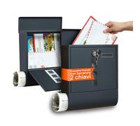Avilia Buzón de Correo de Exterior de Acero Inoxidable Impermeable con Cerradura y 2 Llaves - Buzón de Correo Impermeable antióxido, diseño Moderno Gris Antracita (10 x 34 x 30 cm)