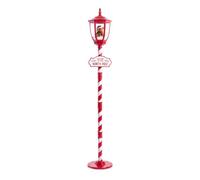 Avilia Farola navideña 180 cm con nieve, luz LED y música, osito | Decoración de Navidad con efecto bola de cristal, farola con nieve en movimiento, palo de caramelo, USB