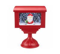 Avilia Farola navideña Buzón con nieve y música, Papá Noel | Lámpara de nieve de 41 cm con efecto de nieve en movimiento y luces LED, funciona con pilas